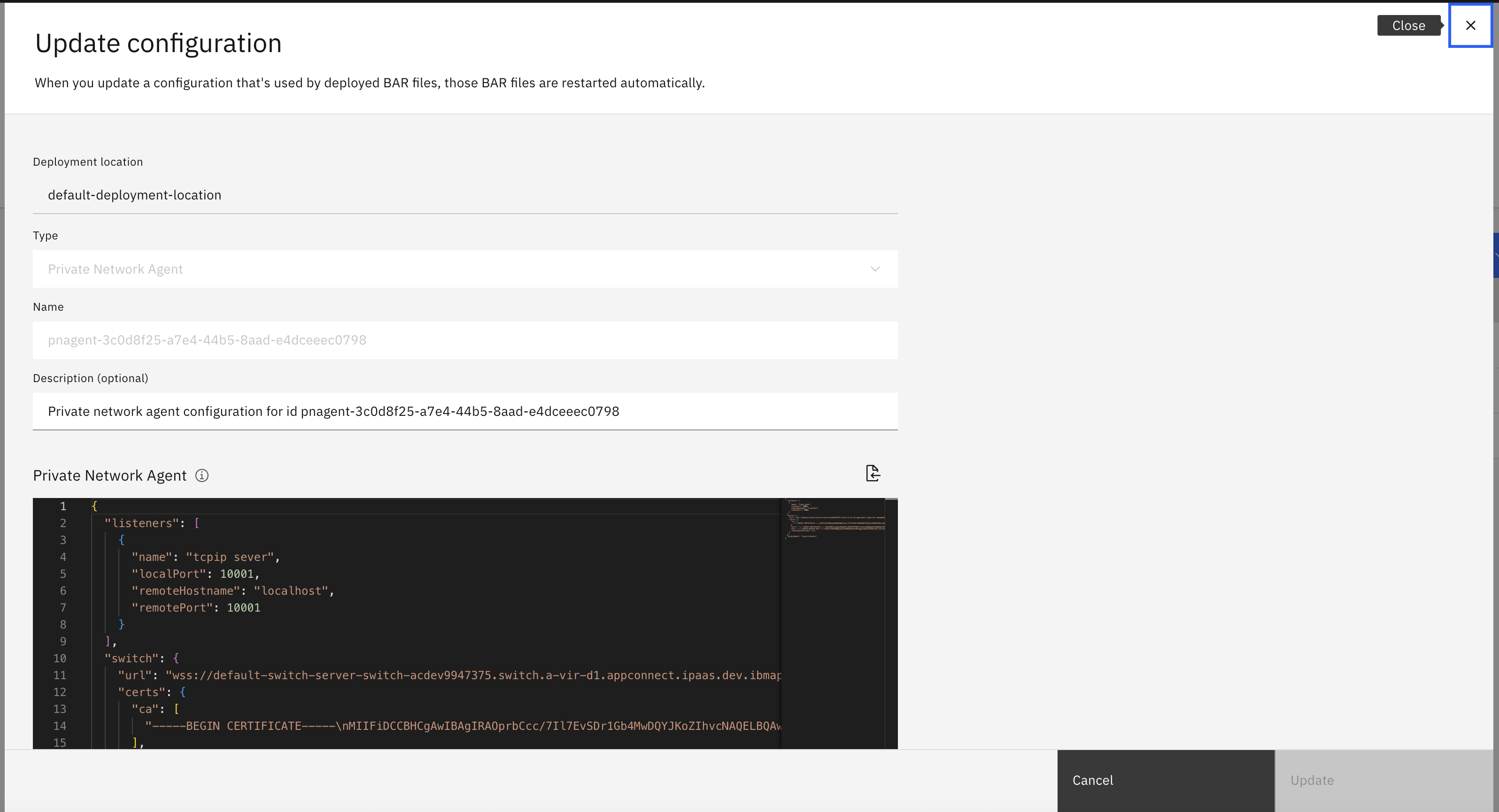 Update configuration